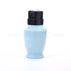 Botella de bomba de prensa de plástico vacía, botella de almacenamiento de agua líquida limpiador removedor de esmalte de uñas, con tapa abatible, azul, 13.2x6.8 cm
