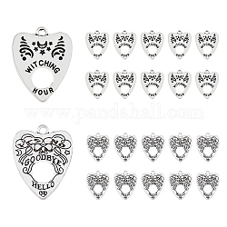 DICOSMETIC 40Pcs 2 Style Tibetan Style Alloy Pendants, Heart with Word, Platinum, 27.5x22.5~23x1.4mm, Hole: 2.4mm, 20pcs/style