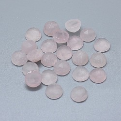 Natural Rose Quartz Cabochons, Faceted, Half Round/Dome, 9.5x5~5.5mm