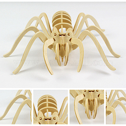 Wood Assembly Animal Toys for Boys and Girls, 3D Puzzle Model for Kids, Spider, BurlyWood, Finished: 190x220x65mm