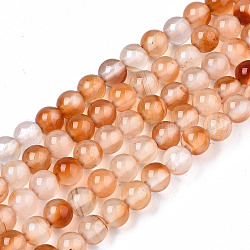 Natürliche rosa Achat Perlen Stränge, Runde, 4 mm, Bohrung: 0.5 mm, ca. 91~95 Stk. / Strang, 14.57 Zoll ~ 15.35 Zoll (37~39 cm)