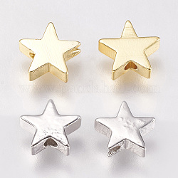 Brass Beads, Star, Mixed Color, 8x8x2.5mm, Hole: 1.5mm