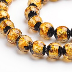 Perles rondes en verre argenté faites à la main, style lumineux, brillent dans le noir, verge d'or, 8mm, Trou: 1mm
