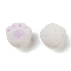 Perlas de resina flocky, impresión de pata de gato, púrpura, 12x12.5x11mm, agujero: 1.8 mm