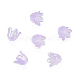 6-Petal Imitation Jelly Acrylic Bead Caps, AB Color Plated, Flower, Plum, 11.5x10.5x8.5mm, Hole: 1.4mm, about 2100pcs/500g