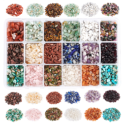 Nbeads 396g 18 Stil Perlen aus natürlichen und synthetischen Edelsteinsplittern, kein Loch / ungekratzt, 22g / Stil