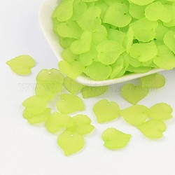 Transparent Acrylic Leaf Pendants, Frosted, Green Yellow, about 16mm long, 15mm wide, 2mm thick, hole: 1.2mm