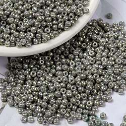 MIYUKI Round Rocailles Beads, Japanese Seed Beads, (RR1865) Opaque Smoke Gray Luster, 8/0, 3mm, Hole: 1mm, about 422~455pcs/10g