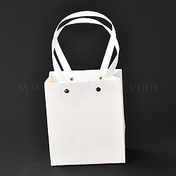 Sacs en papier rectangle, avec poignées en nylon, pour sacs-cadeaux et sacs à provisions, blanc, 13x0.4x15 cm
