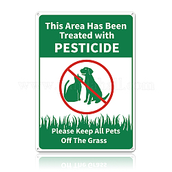 GLOBLELAND Please Keep All Pets Off The Grass Sign, 10 x 12 inch UV Protected and Waterproof Aluminum Warning Signs, This Area Has Been Treated with PESTICIDE Sign, Green