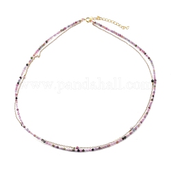 Facettierte natürliche Turmalinketten, geschichteten Halsketten, mit Messing-Zubehör, 16.5 Zoll (42 cm)