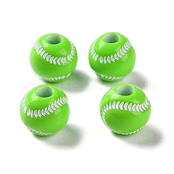 Perles européennes acryliques opaques imprimées par pulvérisation, Perles avec un grand trou   , tennis, lime green, 11x10.5mm, Trou: 4mm, environ 1000 pcs/500 g
