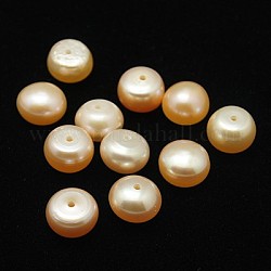 Grado aa perle d'acqua dolce coltivate naturali, foro mezzo forato, mezzo tondo, roso, 10~10.5x7~8mm, Foro: 1 mm
