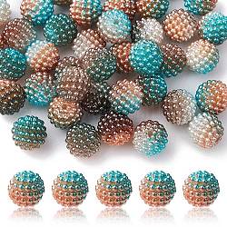 Perles acryliques de perles d'imitation, perles baies, perles combinés, ronde, chameau, 12mm, Trou: 1mm
