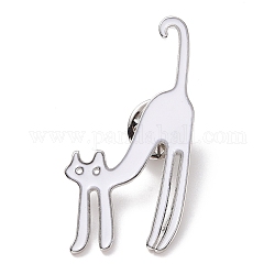 Pin de esmalte de gato, insignia de aleación de animales de dibujos animados para ropa de mochila, Platino, blanco, 43.5x23x1.5mm