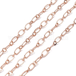 Brass Figaro Chains, Soldered, with Spool, Oval and Round Link Chains, Rose Gold, 5.5x0.5mm, about 82.02 Feet(25m)/roll