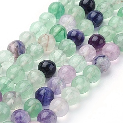 Natürlichen Fluorit Perlen Stränge, Klasse ab, Runde, 8 mm, Bohrung: 1 mm