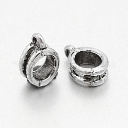 Fianzas de tubo de aleación de estilo tibetano, fianzas de bucle, sin plomo y cadmio, anillo, abalorios de fianza, plata antigua, 11x7x4mm, agujero: 2, diámetro interior: 5 mm