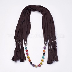 (Jewelry Parties Factory Sale)Simple Design Women's Beaded Cloth Scarf Necklaces, with CCB Plastic Findings, Coconut Brown, 76.3 inch~77.9 inch(194~198cm)