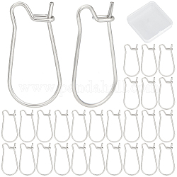CREATCABIN 100Pcs 304 Stainless Steel Hoop Earrings Findings, Kidney Ear Wire, Stainless Steel Color, 20 Gauge, 20x10.5mm, Pin: 0.8mm