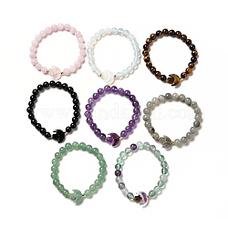 Stretch-Armband mit Mond- und Sternperlen aus natürlichen und synthetischen gemischten Edelsteinen für Damen, Innendurchmesser: 2-1/8 Zoll (5.5 cm)