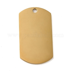 Placage ionique (ip) 304 pendentifs en acier inoxydable, estampillage d'une étiquette vierge, charme rectangle, or, 39x22x1.5mm, Trou: 3mm