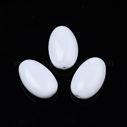 Perles acryliques opaques, ovale, floral blanc, 30x19x11mm, Trou: 2mm, environ 115 pcs/500 g