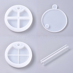 DIY Round Layered Rotating Storage Box Sets, Silicone Molds, Resin Casting Molds, for UV Resin, Epoxy Resin Jewelry Making, with Plastic Sticks, White, 106x26mm, Hole: 13mm