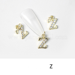 Cabochons Diamante de imitación de la aleación, accesorios de la decoración del arte del clavo, con anillo de salto, carta, dorado, letter.z, 11~14x5~12mm