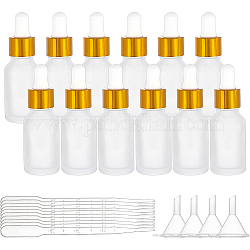 BENECREAT Frosted Empty Glass Dropper Bottles, with 3ML Disposable Plastic Dropper, Plastic Funnel Hopper, Clear, 28.5x91mm, Capacity: 15ml, 16pcs