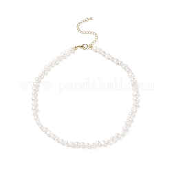 Collier de perles naturelles avec fermoir en laiton pour femme, blanc, 14.76 pouce (37.5 cm)