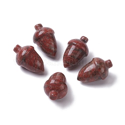 Perles de jaspe sésame naturel/kiwi, pas de trous / non percés, pour création de fil enroulé pendentif , aveline, 27.5~30x18~19.5mm