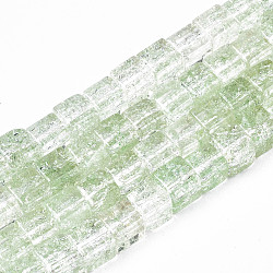Perles en verre craquelé, teints et chauffée, carrée, vert clair, 6x6x6mm, Trou: 1.4mm, Environ 60~61 pcs/chapelet, 14.96 pouce (38 cm)