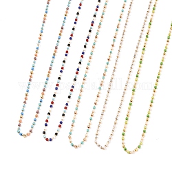 Handgefertigte Perlenketten aus Glasperlen, mit 304 Edelstahl Karabinerverschlüsse, Mischfarbe, 16 Zoll (40.7 cm)
