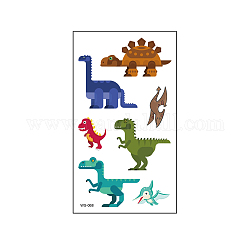 Adesivi di carta per tatuaggi temporanei impermeabili rimovibili a tema animale, modello di dinosauro, 10.5x6cm