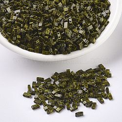 Cuentas de media tila miyuki, Abalorios de la semilla japonés, 2 agujero, (htl4519) colores opacos oliva gris, 5x2.3x1.9mm, agujero: 0.8 mm, aproximamente 250 unidades / 10 g