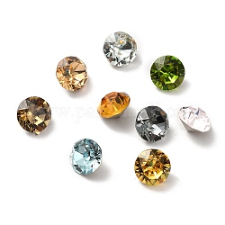 Cabochons à facettes en verre strass k9, dos et dos plaqués, diamant, couleur mixte, 8x5mm
