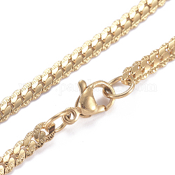 Collares de cadenas con eslabones cubanos de acero inoxidable 201 para hombre, con cierre de langosta, textura, dorado, 19.6