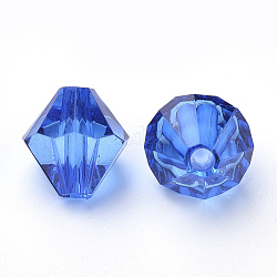 Прозрачные акриловые бусины, двухконусные, синие, 6x5.5 мм, отверстие : 1.5 мм, Около 6120 шт / 500 г