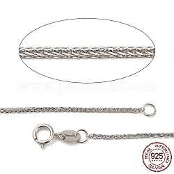 Rhodinierte Weizenketten-Halskette aus 925 Sterlingsilber für Damen, Platin Farbe, 17.72 Zoll (45 cm)