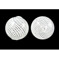Handmade Blown Glass Globe Beads, Round, White, 20mm, Hole: 2mm