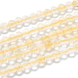 Natürlichen Citrin Perlen Stränge, facettiert, Runde, 3 mm, Bohrung: 0.6 mm, ca. 140 Stk. / Strang, 15.35 Zoll (39 cm)
