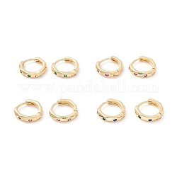 Серьги-кольца с кубическим цирконием, настоящие 18-каратные позолоченные маленькие серьги-кольца для девочек и женщин, разноцветные, 10 датчик, 2.5x13 мм, штифты : 1 мм