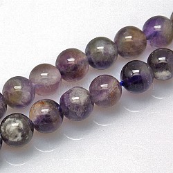 Natural Amethyst Round Bead Strands, Grade B, 8mm, Hole: 1mm, about 48pcs/strand, 15.74 inch