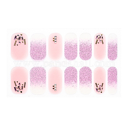 Full Cover Ombre Nails Wraps, Glitter Powder Color Street Nail Strips, Self-Adhesive, for Nail Tips Decorations, Pearl Pink, 24x8mm, 14pcs/sheet