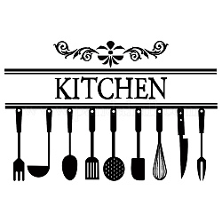 Pegatinas de pared de pvc, para la decoración de la cocina del hogar, utensilios de cocina, negro, 370x960mm