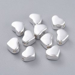 304 perline in acciaio inossidabile, cuore, argento, 8.5x10.5x6.5mm, Foro: 1.8 mm