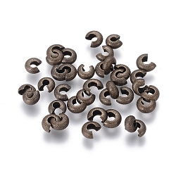 Brass Crimp Beads Covers, Antique Bronze, About 3.2mm In Diameter, 2.2mm Thick, Hole: 1.2mm