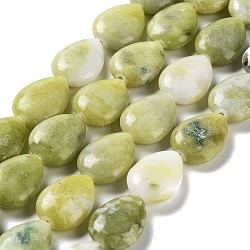 Jade de xinyi naturel / brins de perles de jade du sud de la Chine, larme, 17.5~18x13x6mm, Trou: 1.2mm, Environ 22 pcs/chapelet, 15.24 pouce (38.7 cm)