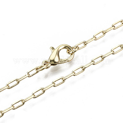 Латунные скрепки, изготовление ожерелья из вытянутой удлиненной кабельной цепочки, с карабин-лобстерами , золотой свет, 17.71 дюйм (45 см) в длину, ссылка: 5x2x0.7 mm, Перейти кольцо: 4x1 мм